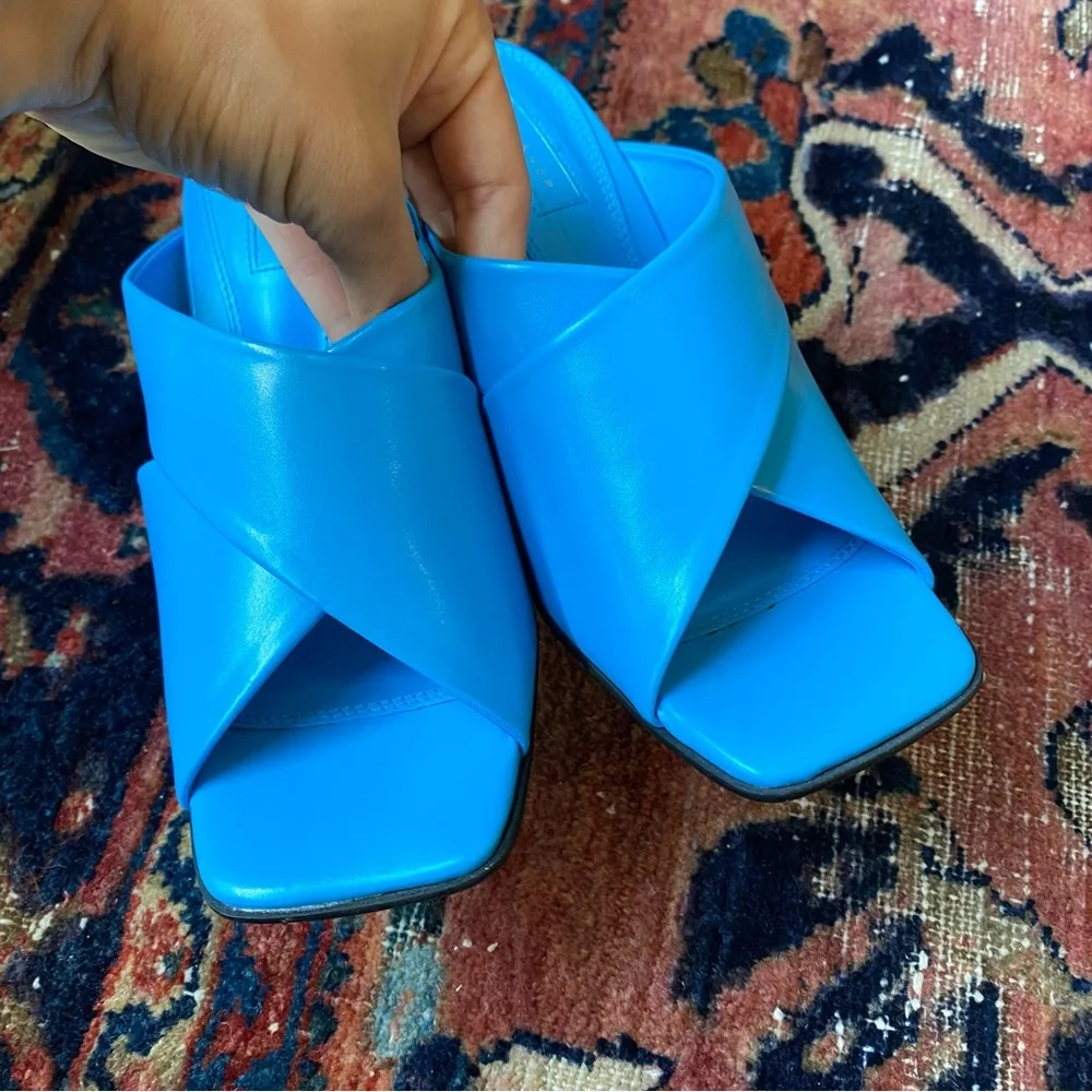 Topshop Skyla blue two strap slide sandal - Picture 10 of 11